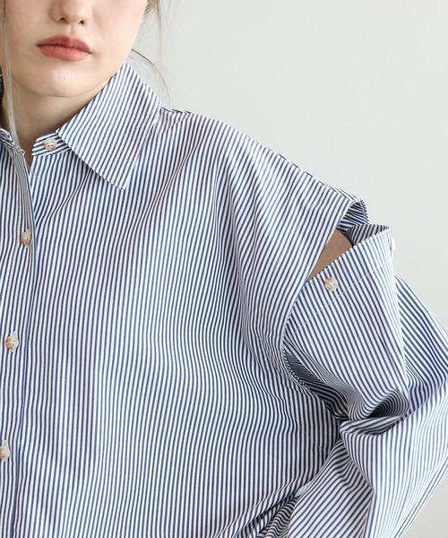 aimoha（アイモハ）の「2WAY袖取り外しオーバーシャツ（シャツ/ブラウス・レディース・ネイビー/ブルー/モカ/ブラック・FREE）」の17枚目の写真