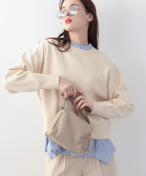 saloon（サルーン）の「SALOON(サルーン)/《再入荷・新色登場》スウェットライクニット【セットアップ可】（ニット/セーター・レディース・オフホワイト/グレー/ブラック/ピンク/ネイビー/ブラウン・FREE）」の2枚目の写真