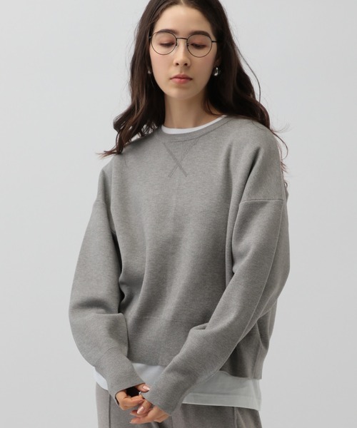 saloon（サルーン）の「SALOON(サルーン)/《再入荷・新色登場》スウェットライクニット【セットアップ可】（ニット/セーター・レディース・オフホワイト/グレー/ブラック/ピンク/ネイビー/ブラウン・FREE）」の12枚目の写真