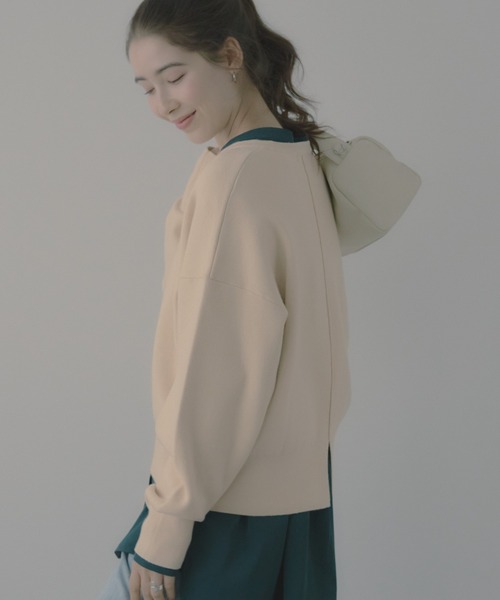 saloon（サルーン）の「SALOON(サルーン)/《再入荷・新色登場》スウェットライクニット【セットアップ可】（ニット/セーター・レディース・オフホワイト/グレー/ブラック/ピンク/ネイビー/ブラウン・FREE）」の9枚目の写真
