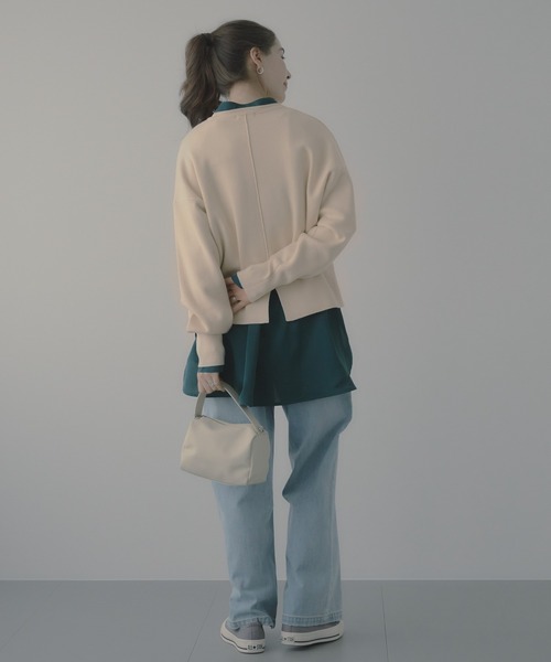 saloon（サルーン）の「SALOON(サルーン)/《再入荷・新色登場》スウェットライクニット【セットアップ可】（ニット/セーター・レディース・オフホワイト/グレー/ブラック/ピンク/ネイビー/ブラウン・FREE）」の11枚目の写真