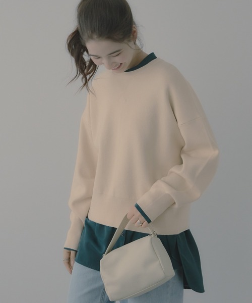 saloon（サルーン）の「SALOON(サルーン)/《再入荷・新色登場》スウェットライクニット【セットアップ可】（ニット/セーター・レディース・オフホワイト/グレー/ブラック/ピンク/ネイビー/ブラウン・FREE）」の19枚目の写真