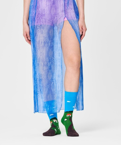 Happy Socks（ハッピーソックス）の「Happy Socks Little House On The Moorland クルーソックス 10231133（ソックス/靴下・レディース・ターコイズブルー・M/L）」の5枚目の写真