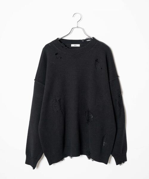 WEGO（ウィゴー）の「WEGO/ダメージニットプルオーバー（ニット/セーター・メンズ・ブラック/ベージュ・LARGE/MEDIUM）」の18枚目の写真