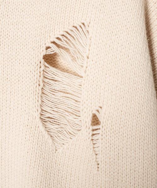 WEGO（ウィゴー）の「WEGO/ダメージニットプルオーバー（ニット/セーター・メンズ・ブラック/ベージュ・LARGE/MEDIUM）」の20枚目の写真