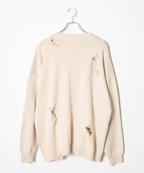 WEGO（ウィゴー）の「WEGO/ダメージニットプルオーバー（ニット/セーター・メンズ・ブラック/ベージュ・LARGE/MEDIUM）」の22枚目の写真