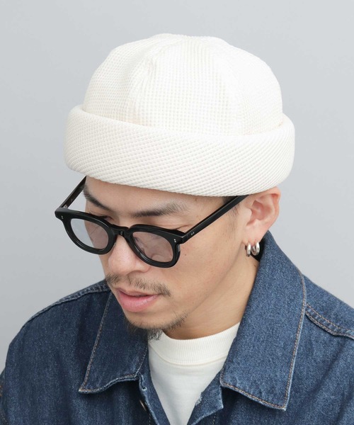 Mr.COVER(ミスターカバー)の「日本製 ワッフル サーマル ロールキャップ(キャップ・メンズ・ブラック/グレー/キナリ・FREE)」の4枚目の写真