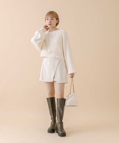 mline（エムライン）の「[mline]シンプルミニスカパン（スカート・レディース・アイボリー/チャコールグレー/ブラック・1/2）」の12枚目の写真