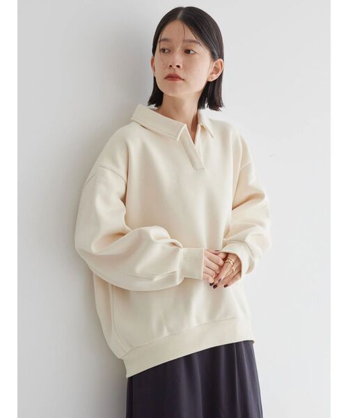 AMERICAN HOLIC(アメリカンホリック)の「スキッパー衿付き裏毛プルオーバー(Tシャツ/カットソー・レディース・ブラック/ブラウン/アイボリー/その他6・M/L)」の10枚目の写真