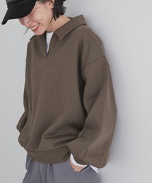 スキッパー衿付き裏毛プルオーバー