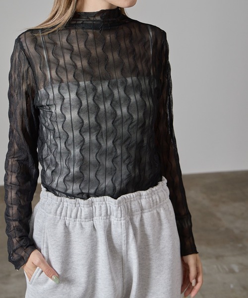 Chick（チック）の「ウェーブシアートップス（Tシャツ/カットソー