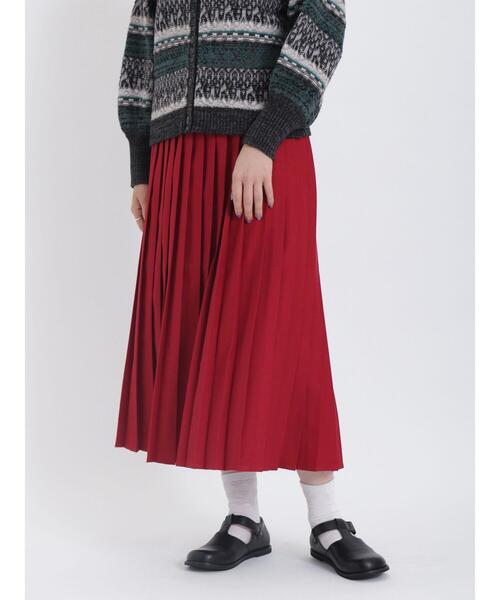Samansa Mos2（サマンサ モスモス）の「TRプリーツスカート（スカート・レディース・チャコールグレー/ベージュ/レッド/グリーン・F）」の4枚目の写真