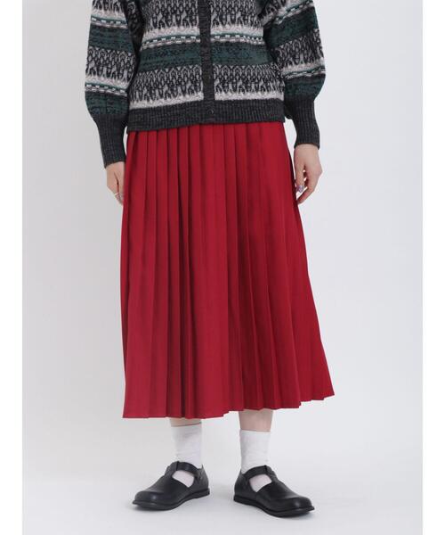 Samansa Mos2（サマンサ モスモス）の「TRプリーツスカート（スカート・レディース・チャコールグレー/ベージュ/レッド/グリーン・F）」の6枚目の写真