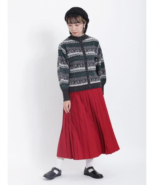 Samansa Mos2（サマンサ モスモス）の「TRプリーツスカート（スカート・レディース・チャコールグレー/ベージュ/レッド/グリーン・F）」の7枚目の写真