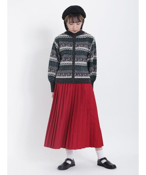 Samansa Mos2（サマンサ モスモス）の「TRプリーツスカート（スカート・レディース・チャコールグレー/ベージュ/レッド/グリーン・F）」の8枚目の写真