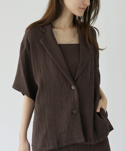 超美品 MIESROHE ブラウン 半袖テーラードジャケット Sサイズ 美品 MIESROHE ブラウン 半袖テーラードジャケット Sサイズ