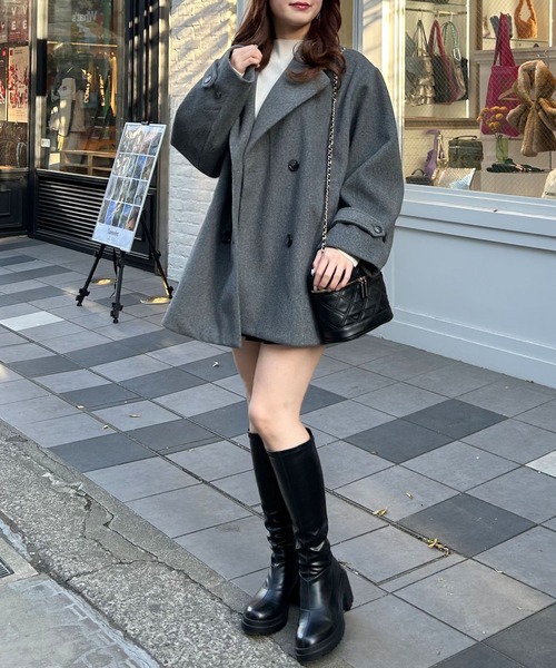 INGNI(イング)の「エコウールWコクーンコート(その他アウター・レディース・グレー系その他/ブラック/杢グレー・M)」の13枚目の写真