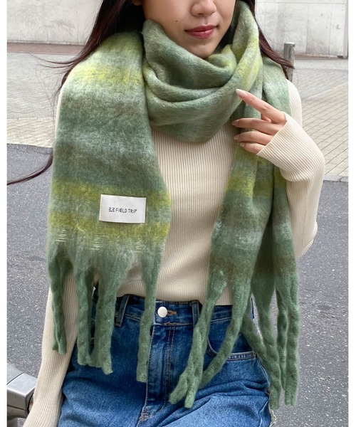 3.3 Field Trip （3.3フィールドトリップ）の「【UNISEX】3.3 Field Trip／マルチストライプ マフラー　2995801（マフラー・レディース・グレー/グリーン/キャメル・FREE）」の19枚目の写真