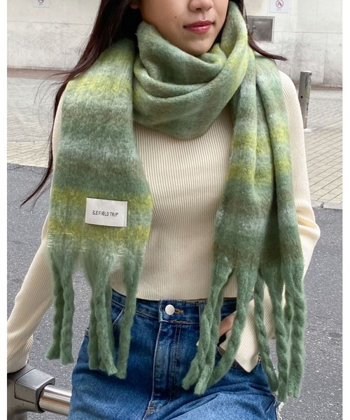 3.3 Field Trip （3.3フィールドトリップ）の「【UNISEX】3.3 Field Trip／マルチストライプ マフラー　2995801（マフラー・レディース・グレー/グリーン/キャメル・FREE）」の18枚目の写真