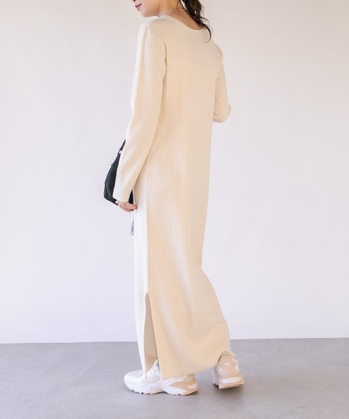 【未使用タグ付】RIVE DROITE リヴドロワ 2WAYロングリブワンピース 全骨格細見え】2WAYロングリブワンピース | RIVE DROITE