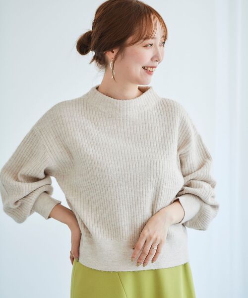 le.coeur blanc（ルクールブラン）の「ボトルネックラメリブニット（ニット/セーター・レディース・ライトグレー/ブルー/ベージュ・38）」の2枚目の写真