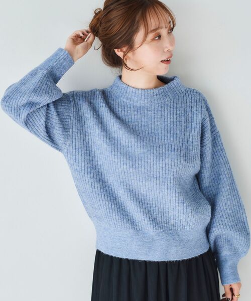 le.coeur blanc（ルクールブラン）の「ボトルネックラメリブニット（ニット/セーター・レディース・ライトグレー/ブルー/ベージュ・38）」の3枚目の写真