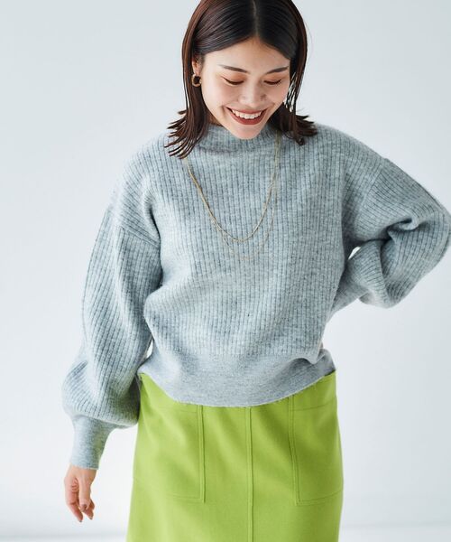 le.coeur blanc（ルクールブラン）の「ボトルネックラメリブニット（ニット/セーター・レディース・ライトグレー/ブルー/ベージュ・38）」の13枚目の写真