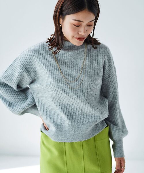 le.coeur blanc（ルクールブラン）の「ボトルネックラメリブニット（ニット/セーター・レディース・ライトグレー/ブルー/ベージュ・38）」の14枚目の写真