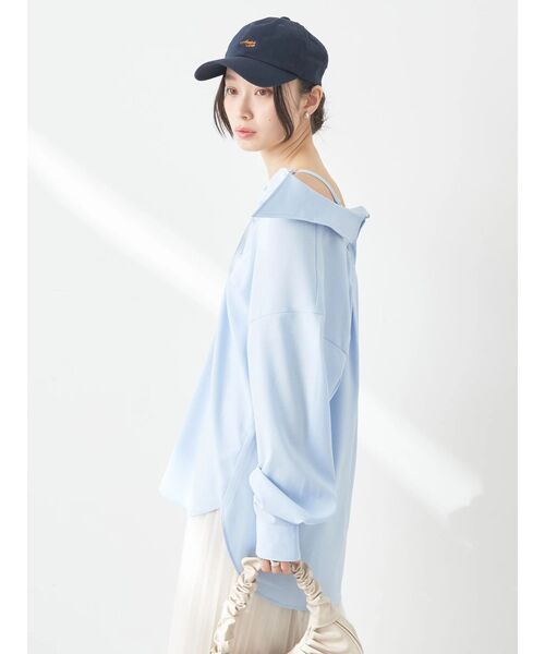 earth music&ecology（アースミュージックアンドエコロジー）の「2wayオーバーシャツ（シャツ/ブラウス・レディース・オフホワイト/ブルー/チェック・FREE）」の4枚目の写真