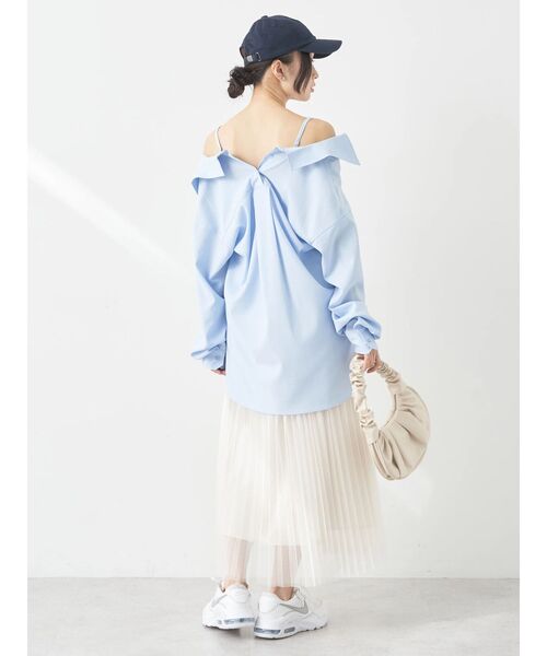 earth music&ecology（アースミュージックアンドエコロジー）の「2wayオーバーシャツ（シャツ/ブラウス・レディース・オフホワイト/ブルー/チェック・FREE）」の7枚目の写真