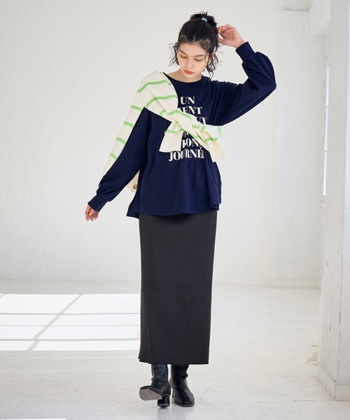 ROPE' PICNIC(ロペピクニック)の「オーバーサイズロゴロンT/リンクコーデ(Tシャツ/カットソー・レディース・オフホワイト/ネイビー/ピンク/キナリ・38)」の22枚目の写真