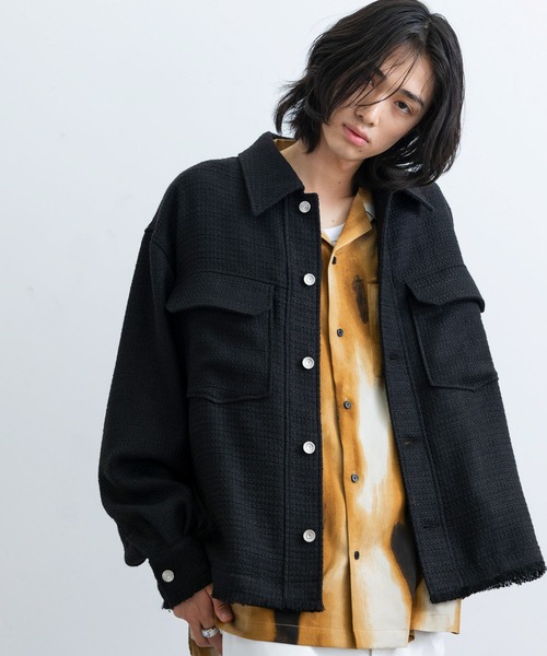 JUNRED（ジュンレッド）の「ツイードレトロカラーブルゾン（ブルゾン・メンズ・ホワイト/ブラック・L/M/S）」の2枚目の写真