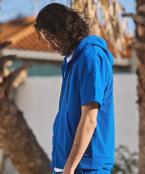 RATTLE TRAP（ラトルトラップ）の「パイルジャガード半袖パーカー（Tシャツ/カットソー・メンズ・ブラウン/ブルー/ブラック・LL/L/M）」の5枚目の写真