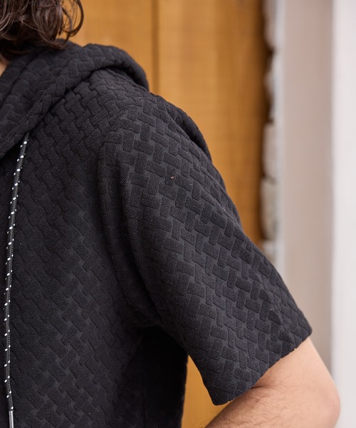 RATTLE TRAP（ラトルトラップ）の「パイルジャガード半袖パーカー（Tシャツ/カットソー・メンズ・ブラウン/ブルー/ブラック・LL/L/M）」の12枚目の写真