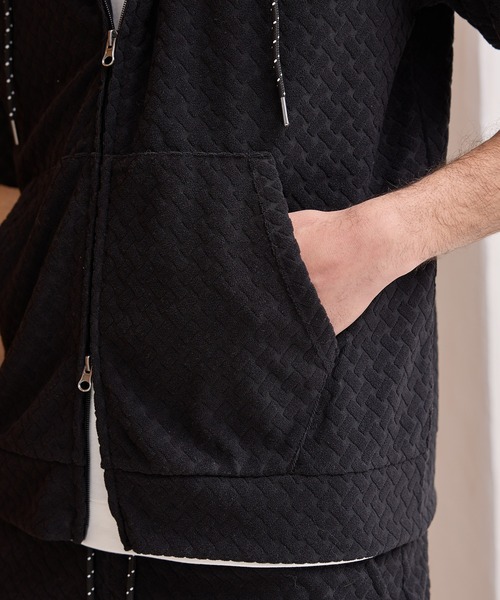 RATTLE TRAP（ラトルトラップ）の「パイルジャガード半袖パーカー（Tシャツ/カットソー・メンズ・ブラウン/ブルー/ブラック・LL/L/M）」の13枚目の写真