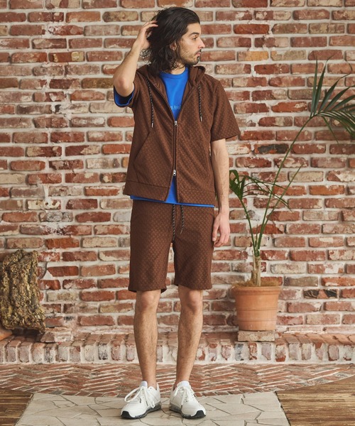 RATTLE TRAP（ラトルトラップ）の「パイルジャガード半袖パーカー（Tシャツ/カットソー・メンズ・ブラウン/ブルー/ブラック・LL/L/M）」の14枚目の写真