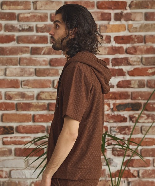 RATTLE TRAP（ラトルトラップ）の「パイルジャガード半袖パーカー（Tシャツ/カットソー・メンズ・ブラウン/ブルー/ブラック・LL/L/M）」の15枚目の写真