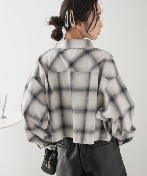 WEGO（ウィゴー）の「WEGO/オンブレチェックショートシャツ（シャツ/ブラウス・レディース・ホワイト系その他2/ブラック系その他2/ブルー系その他2・FREE）」の9枚目の写真