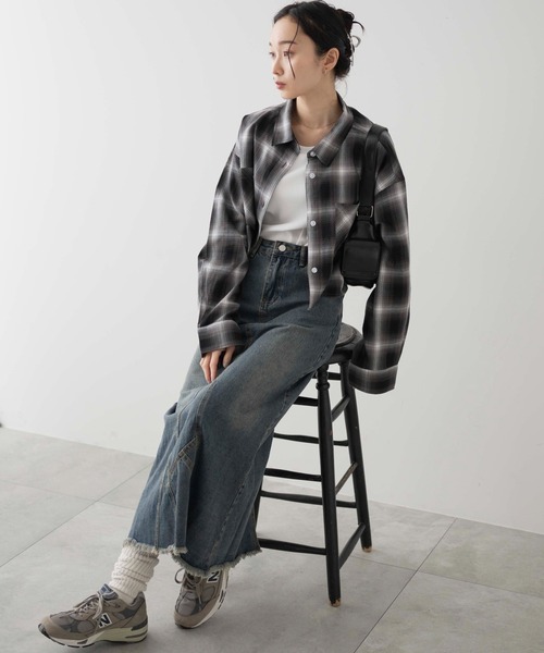 WEGO（ウィゴー）の「WEGO/オンブレチェックショートシャツ（シャツ/ブラウス・レディース・ホワイト系その他2/ブラック系その他2/ブルー系その他2・FREE）」の19枚目の写真