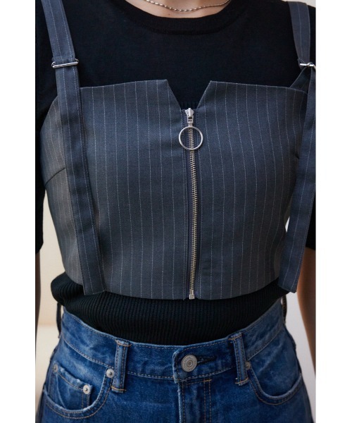 AZUL by moussy（アズールバイマウジー）の「ジップビスチェ（ベスト・レディース・ベージュ/杢グレー・FREE）」の11枚目の写真