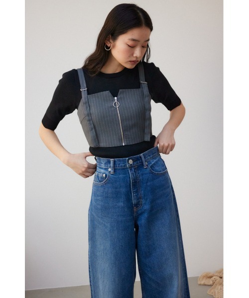 AZUL by moussy（アズールバイマウジー）の「ジップビスチェ（ベスト・レディース・ベージュ/杢グレー・FREE）」の4枚目の写真