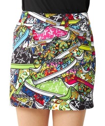 Loudmouth（ラウドマウス）の「LOUDMOUTH/ラウドマウス ゴルフウェア ブランド ロゴ 吸汗速乾 UVカット ストレッチ 総柄 プリント ミニ丈 インナー付き スカート（スカート・レディース）」