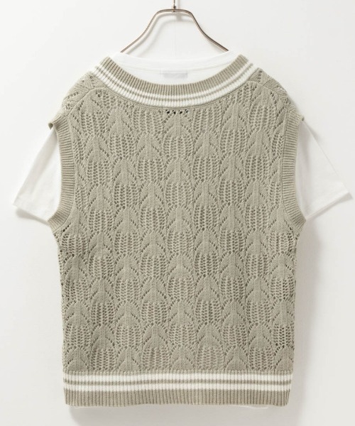 NAVY(ネイビー)の「NAVY チルデンVネックベスト+インナーTシャツセット アンサンブル(アンサンブル・レディース・ミント/ベージュ/ライトグレー・M/L)」の10枚目の写真