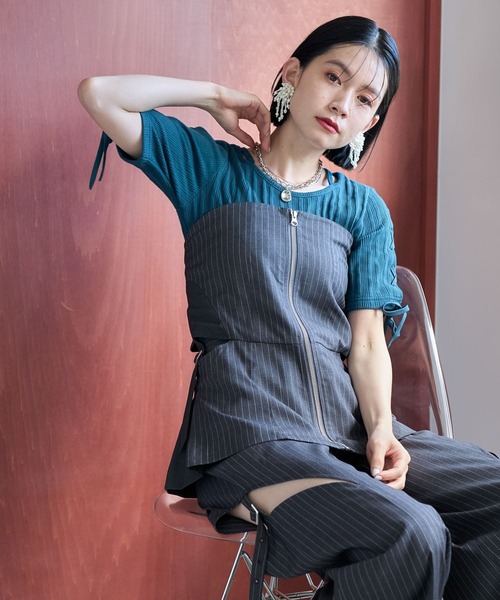 HARE（ハレ）の「サイドカットアウトコルセット(HARE)（ベスト・レディース・ブラック/グレー・FREE）」の7枚目の写真