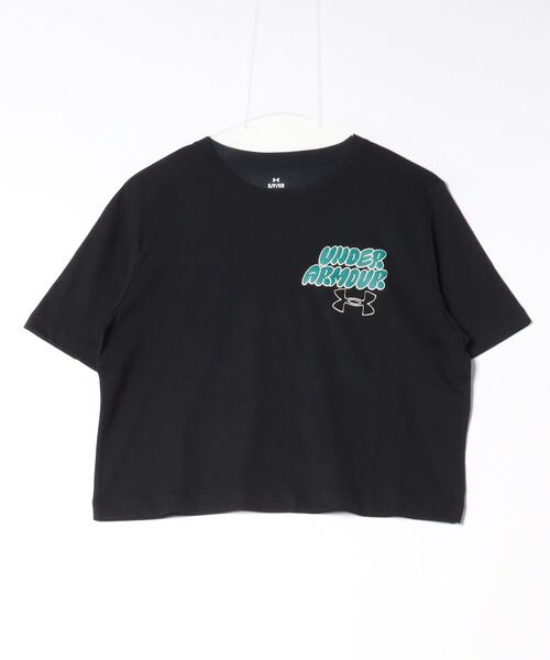 UNDER ARMOUR（アンダーアーマー）の「アンダーアーマー  UAコットン クロップ ショートスリーブTシャツ（Tシャツ/カットソー・レディース・ブラック/ラベンダー・M/L/XL/S）」の2枚目の写真