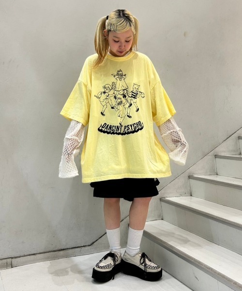 Candy Stripper（キャンディストリッパー）の「DANCING PSYCHO BIG BIG Tシャツ（Tシャツ/カットソー・レディース・オフホワイト/ブラック/イエロー・2）」の14枚目の写真