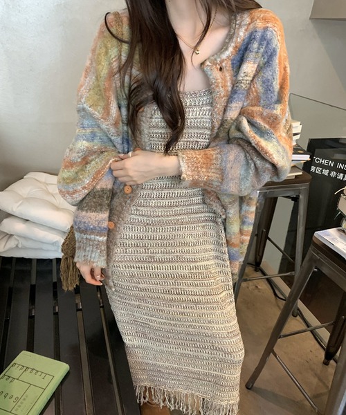 aimoha(アイモハ)の「編みキャミソールワンピース (SS)(ワンピース・レディース・ベージュ・FREE)」の5枚目の写真