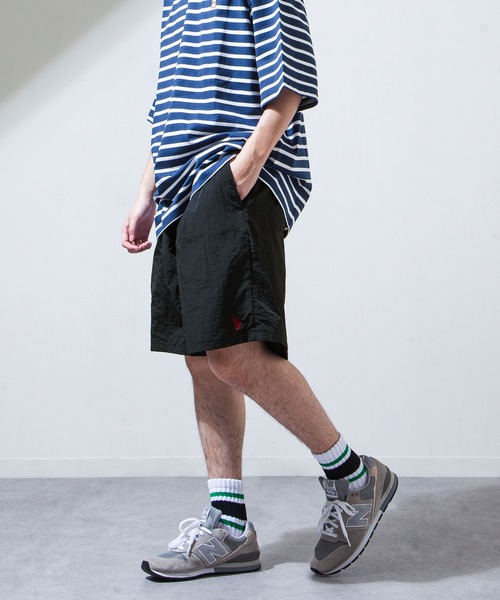 U.S. POLO ASSN.（ユーエスポロアッスン）の「【U.S.POLOASSN.】 ナイロンワッシャ― 裏メッシュ ワンポイント刺繍 ワイド ショートパンツ（その他パンツ・メンズ・ブラック/ベージュ/カーキ/グレー・LARGE/X-LARGE/SMALL/MEDIUM）」の17枚目の写真