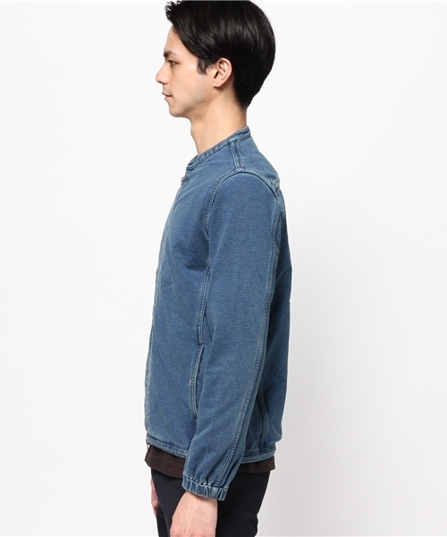 Denime(ドゥニーム)の「カットデニムバンドカラージャケット(ノーカラージャケット・メンズ・ブルー/ネイビー・X-LARGE/MEDIUM/LARGE)」の8枚目の写真