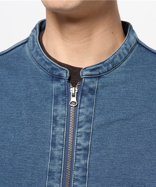 Denime(ドゥニーム)の「カットデニムバンドカラージャケット(ノーカラージャケット・メンズ・ブルー/ネイビー・X-LARGE/MEDIUM/LARGE)」の11枚目の写真